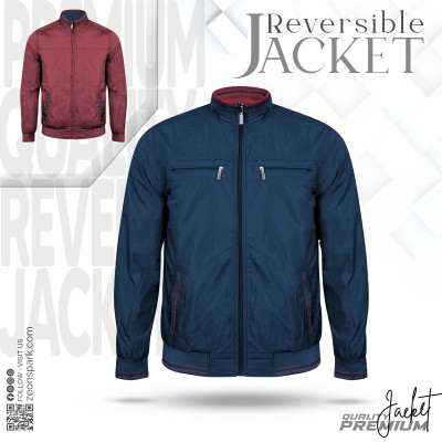 Mens Reversible Zip Pocket Padding Jacket  Pacific Blue